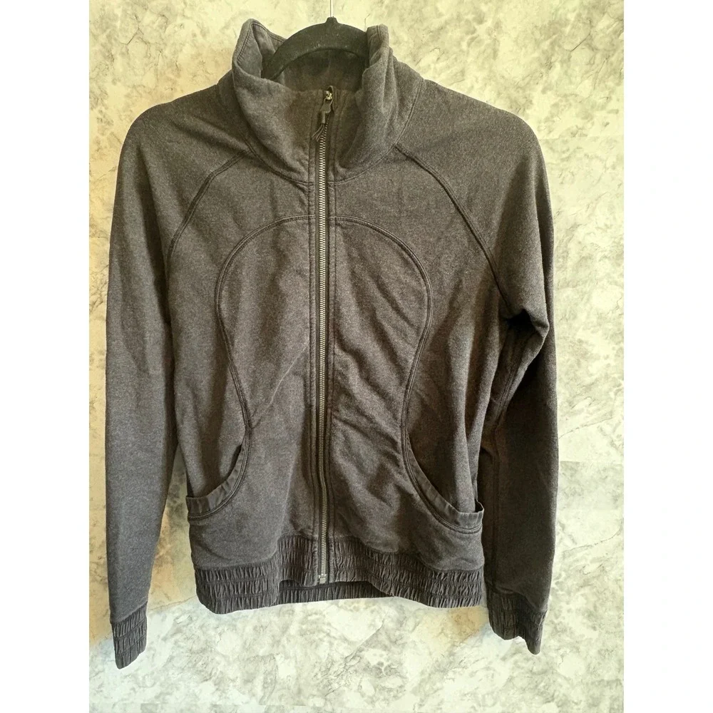 Lululemon Gray‎ Black Full Zip High Neck Athletic Blissed Jacket S/M